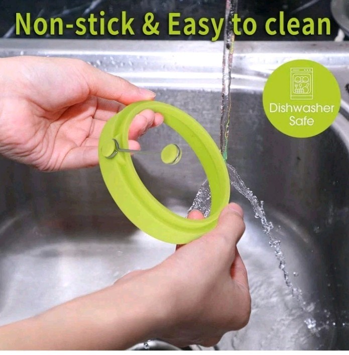 Silicone Egg/Pancake Cooking Rings Set of 4 Nonstick Foldable Handle for Storage
