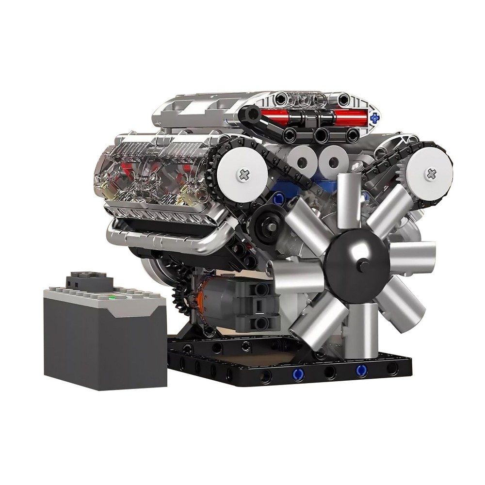 ABS V8 Engine Motor Engineering Model Stacking Blocks Education Toy Gift