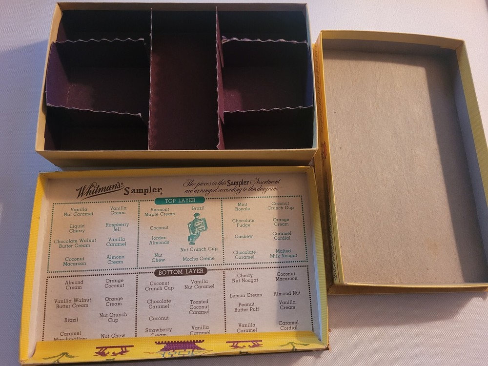 Vintage Whitman's Sampler Empty Cardboard Box 16oz Chocolate & Confections