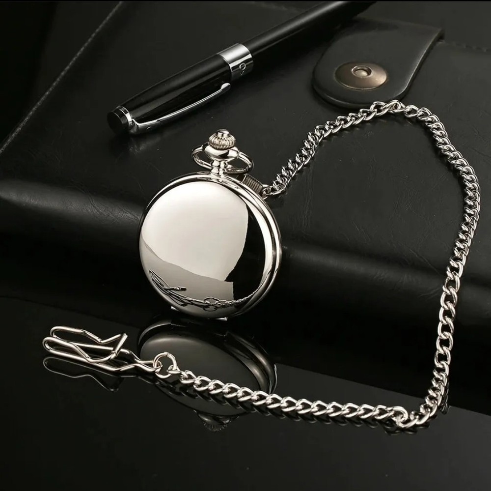 Pocket watch chrome gift box set personalised