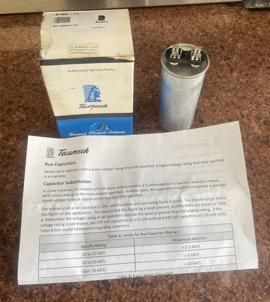 K150-11 | RUN CAPACITOR Tecumseh