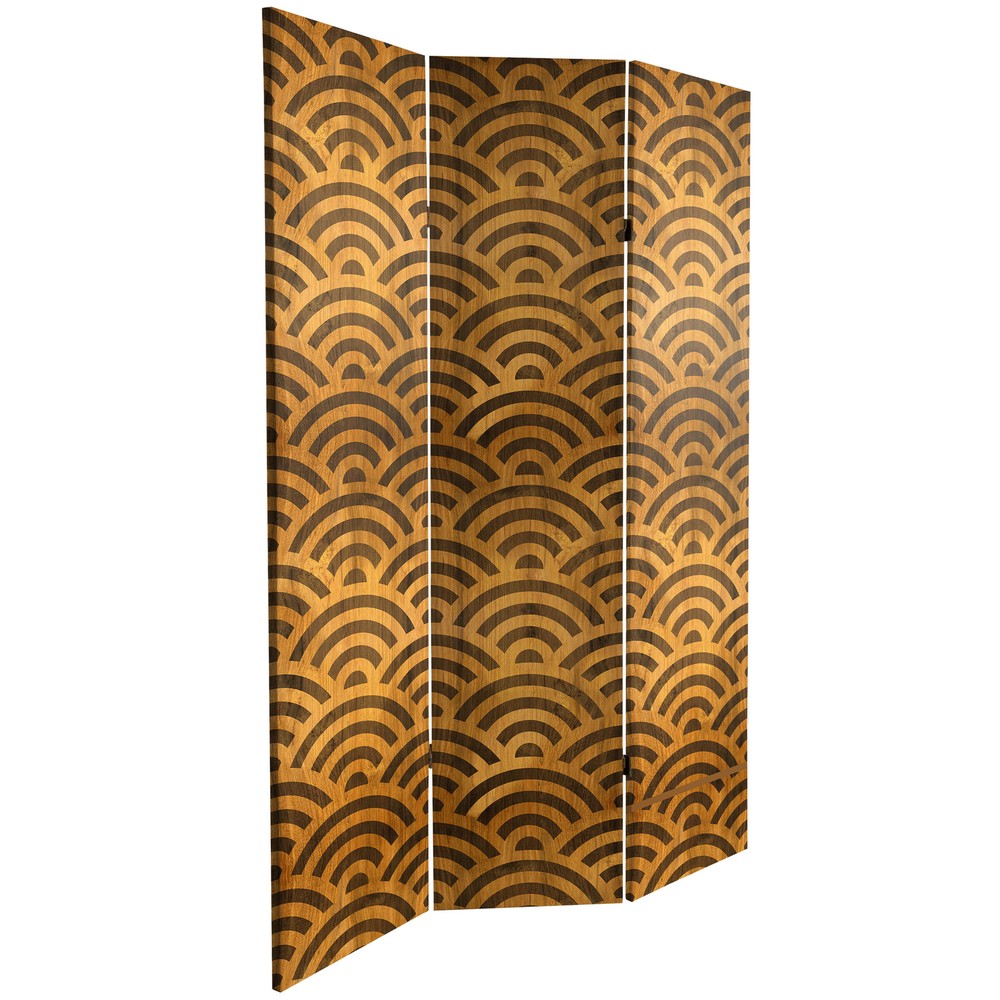 6 ft. Tall Double Sided Japanese Wood Pattern Canvas Room Divider