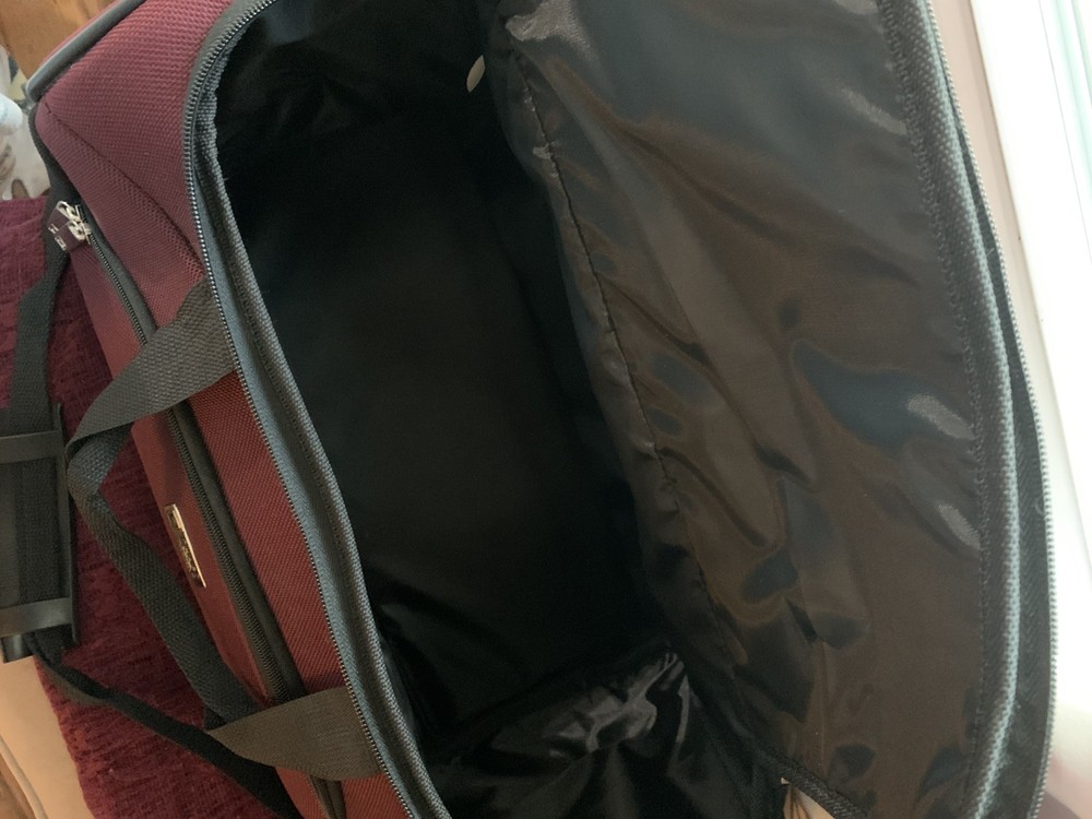 Chaps Burgundy Polyester Duffle Bag Adjustable Strap Soft Case