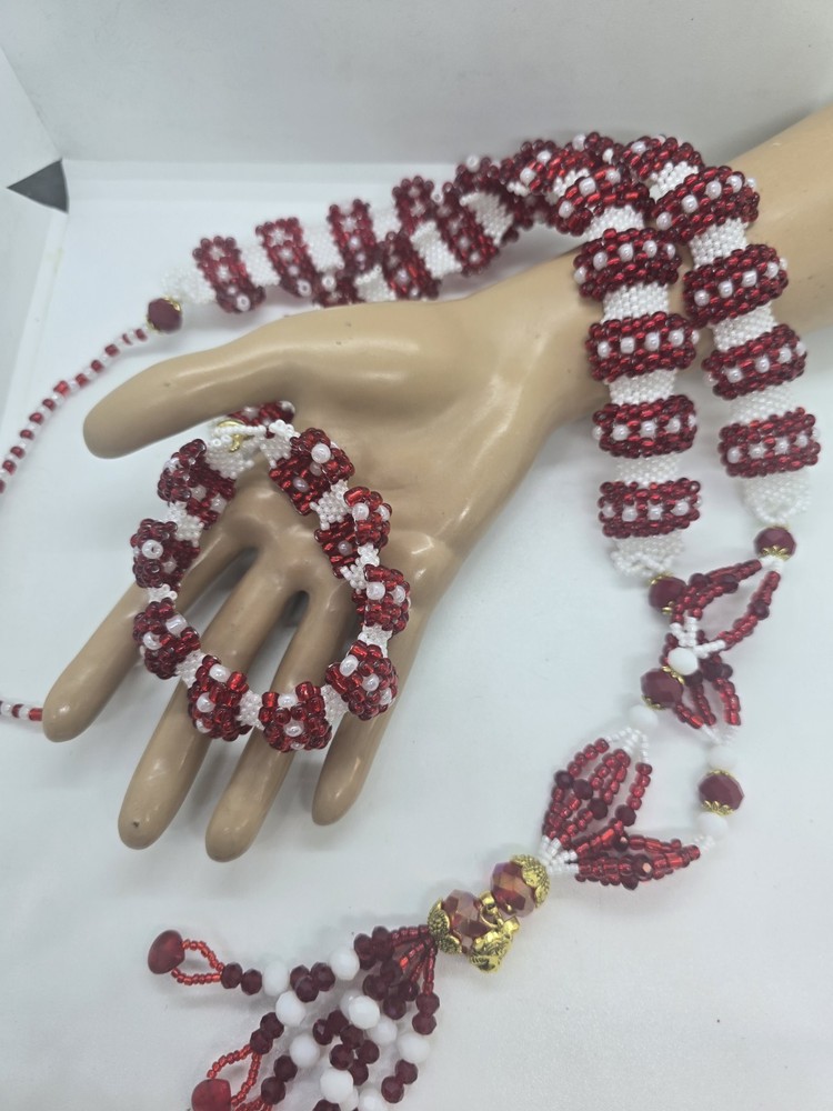 Set de collar e idde orisha Chango Deluxe Tejido