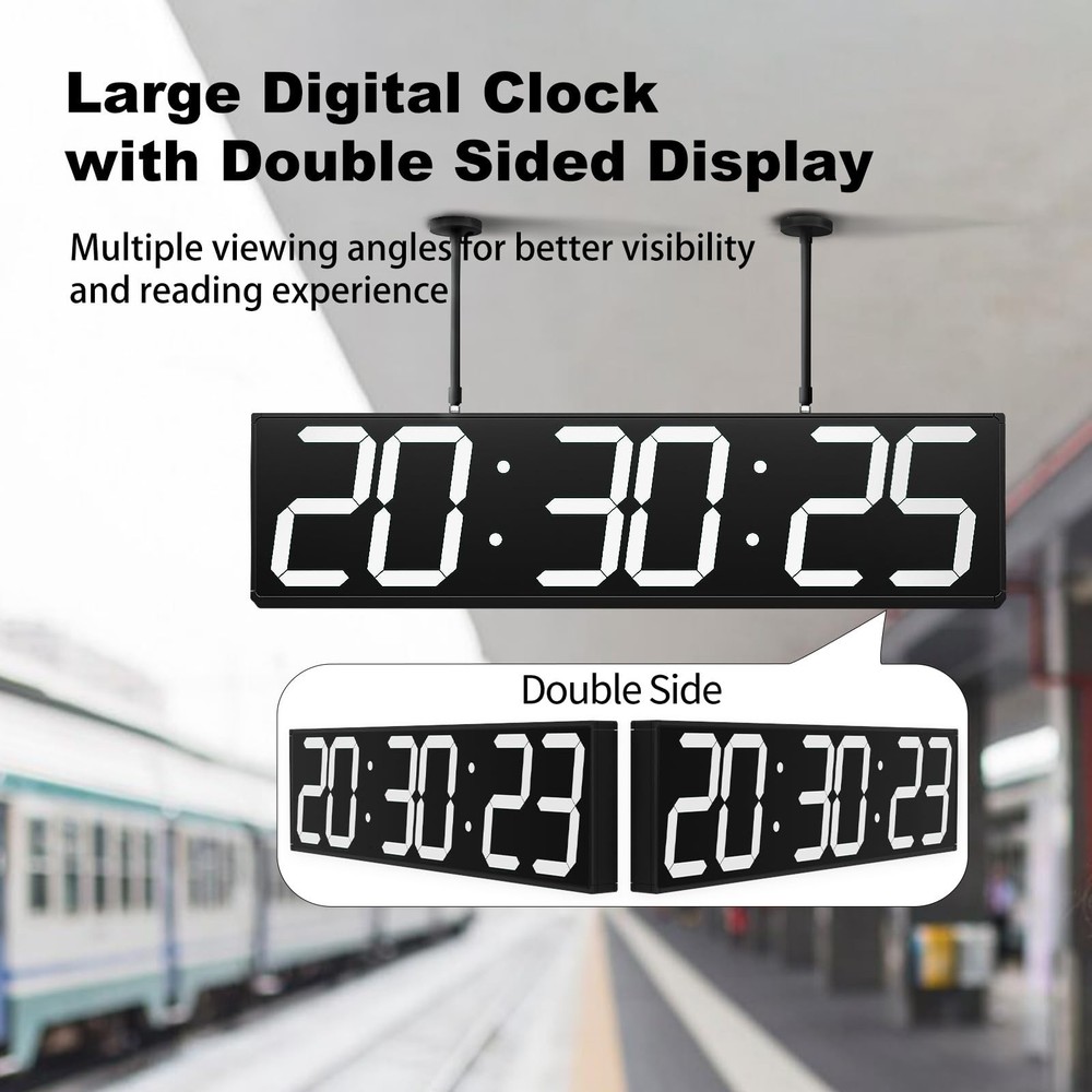 28.5‘’ Double Sided Digital Wall Clock, Multifunctional Led Countdow