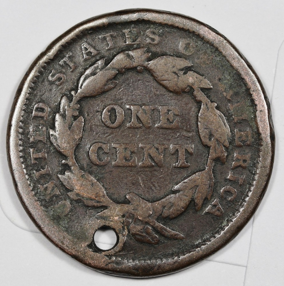 1842 Large Cent. Holed. 212586
