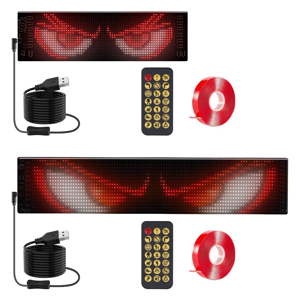 2Pack 16x96 Matrix Devil Eyes Lights f/ Car Ultra-thin Programmable LED
