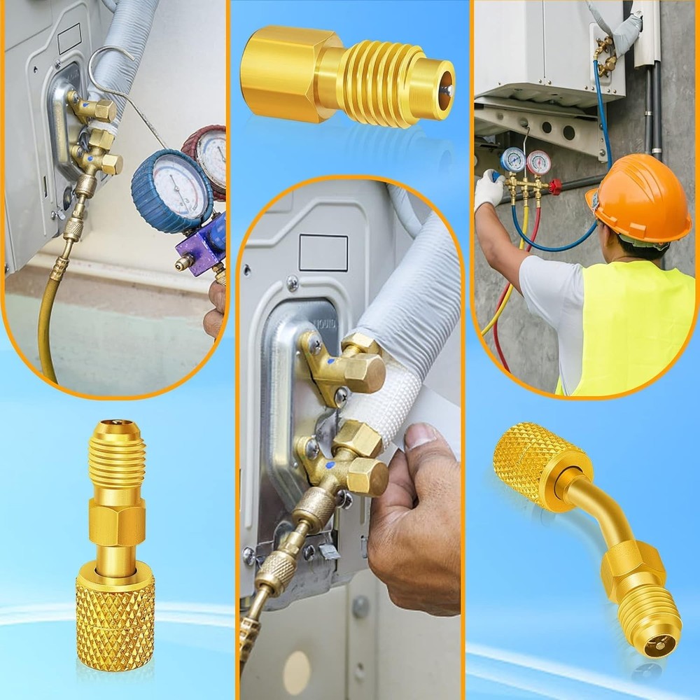 Professional Brass Refrigerant Hose Connectors: Comprehensive 13-Piece Kit