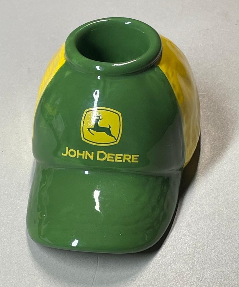 JOHN DEERE Baseball Cap Ceramic Candlestick Taper Candle Holder OR Toothpicks