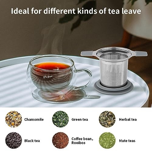 Stainless Steel Loose Leaf Tea Infuser Strainer with Extra Fine Mesh, 2-Pack