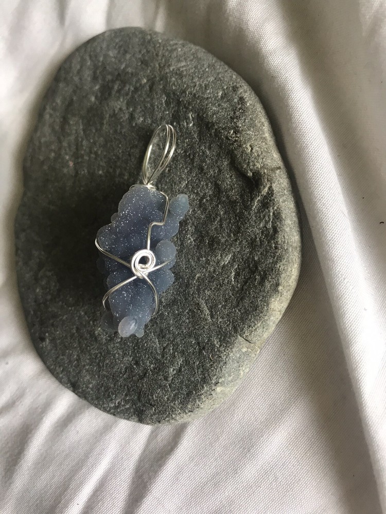 Beautiful Natural Grape Agate Sterling Silver Wrapped Pendant