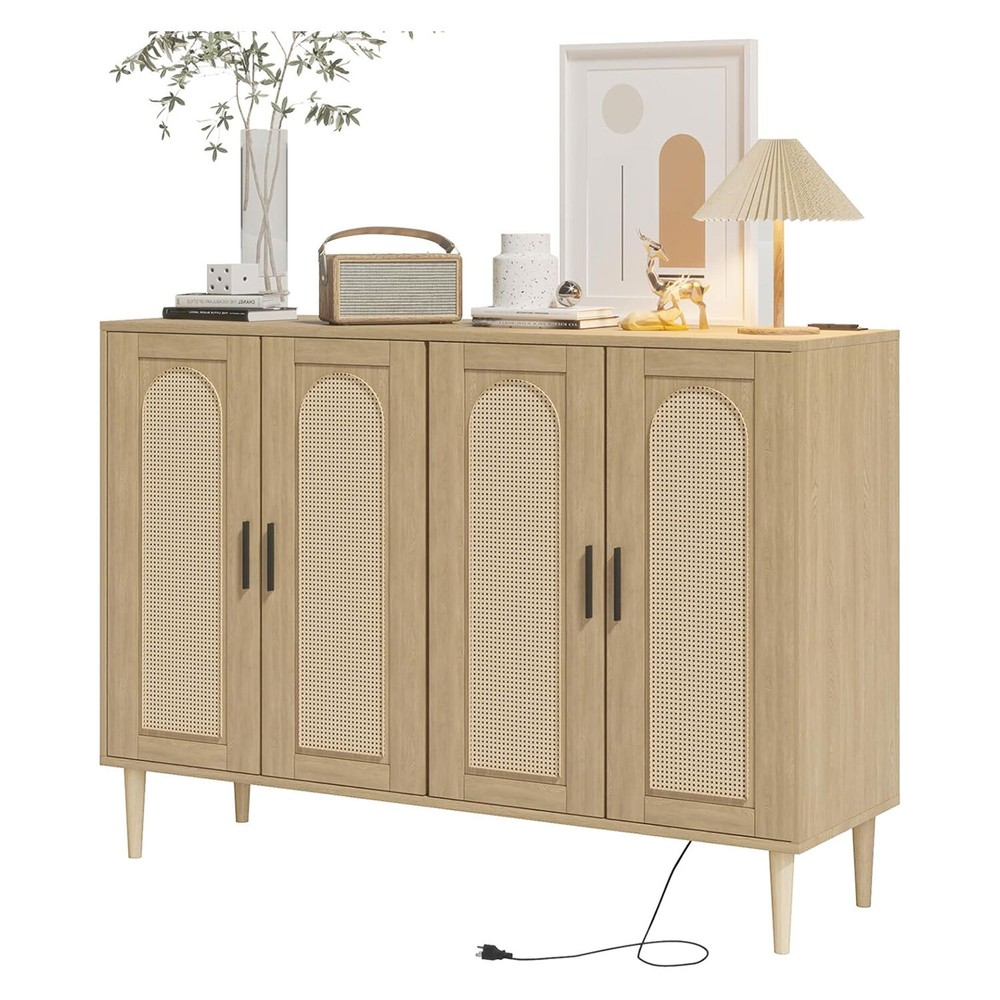 Sideboard Buffet Storage Accent Cabinet Cupboard Kitchen w/ Power Outlet