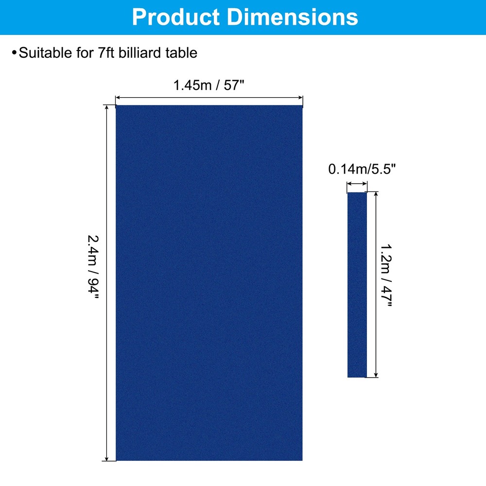 Billiard Cloth 7ft Professional Pool Table Felt with 6 Felt Strips Snooker Blue