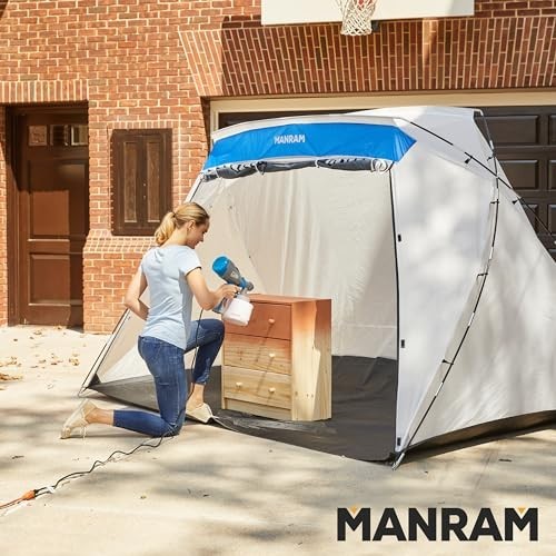 Large Portable Paint Tent with Floor, Mesh Screen, Windproof Hooks & Storage Bag