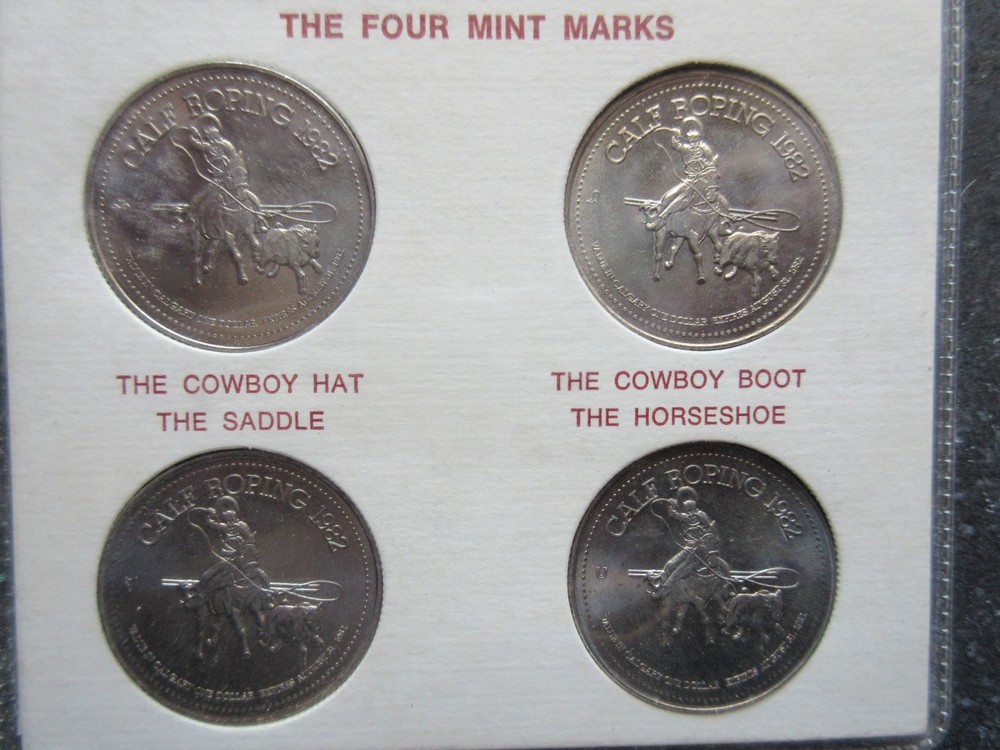 1982 Calgary Stampede Four Mint Mark Dollar Set
