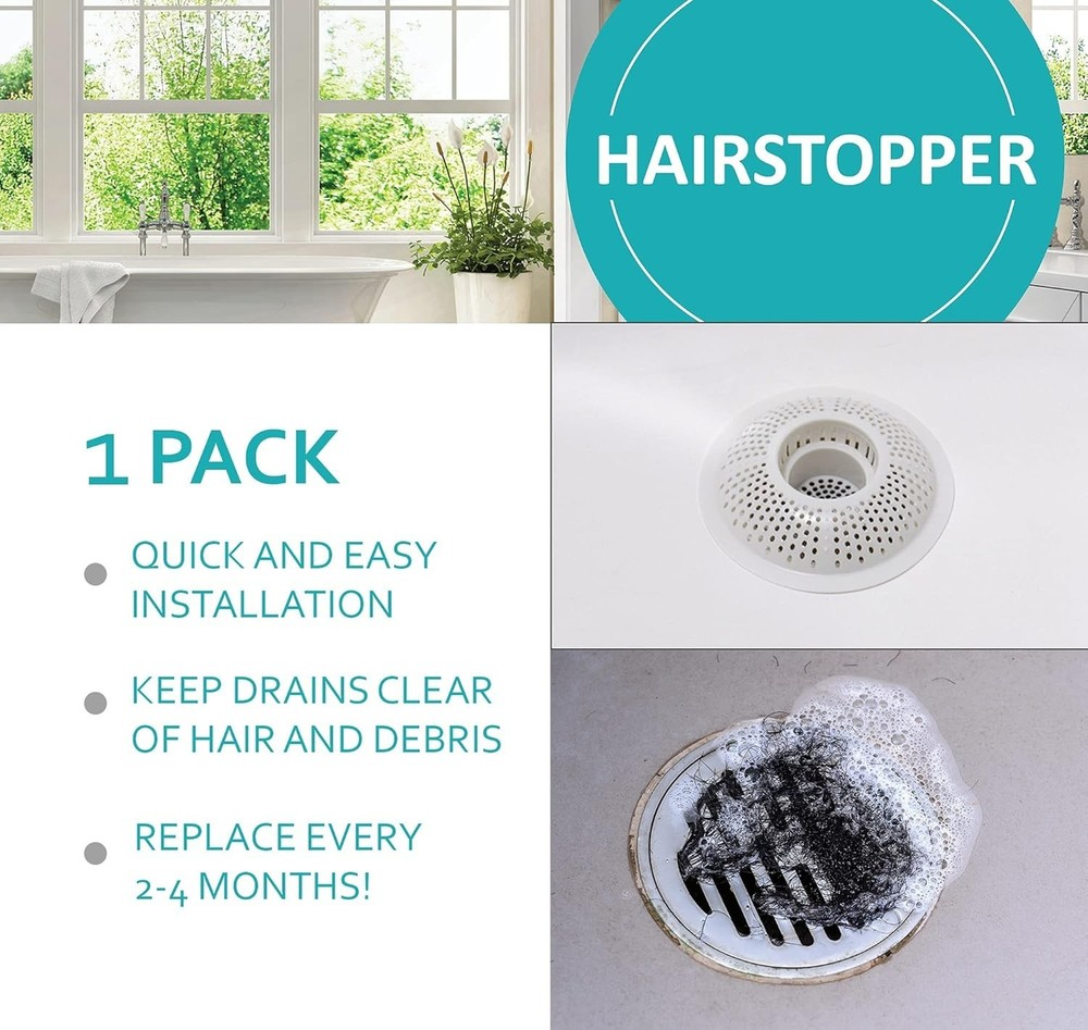 Simple Installation Drain Protector - White Hairstopper for Bathtubs & Showers