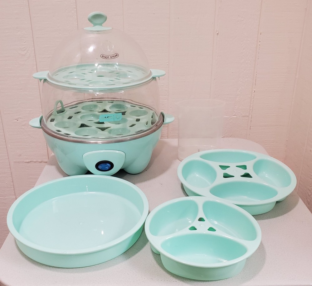 Dash Ultimate Deluxe Egg Cooker – 12-Egg – w/ Bite Trays Light Blue