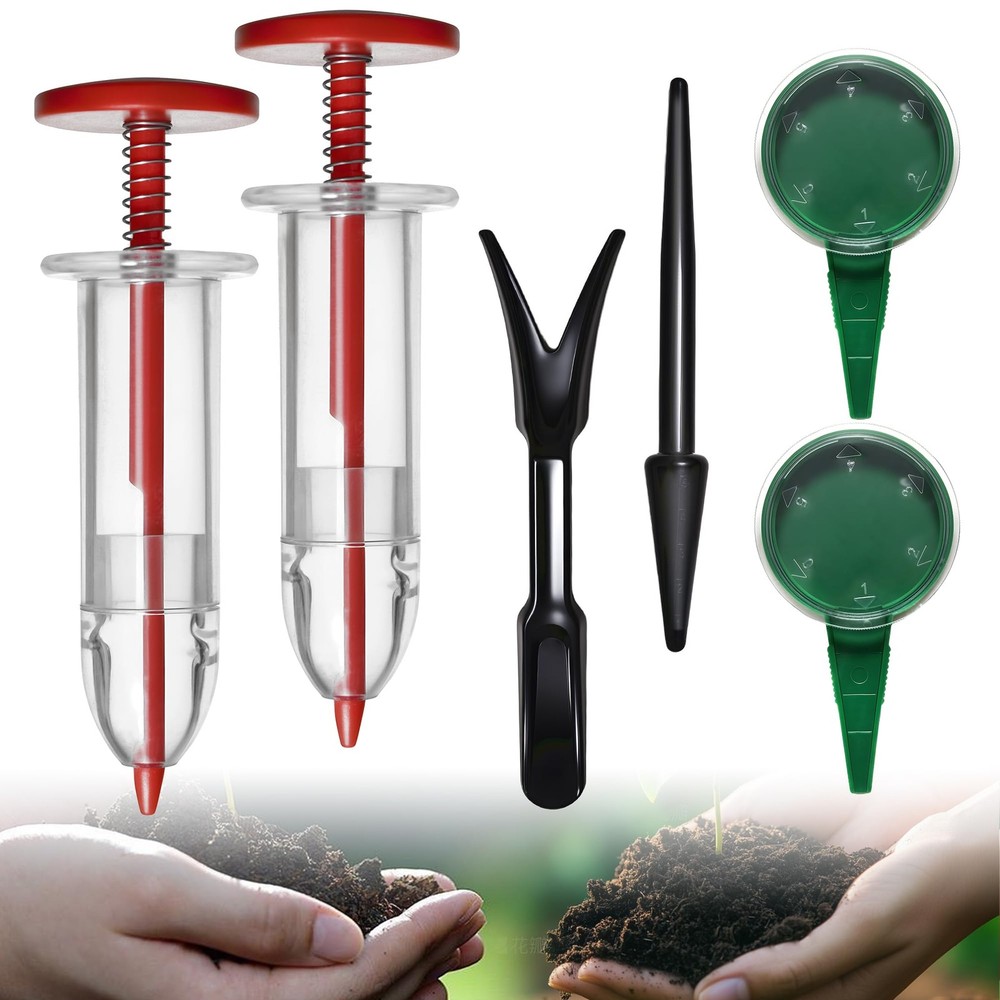 Mini Seed Spreader Set, Planter Tool for Small Seed, Red & Green & Black