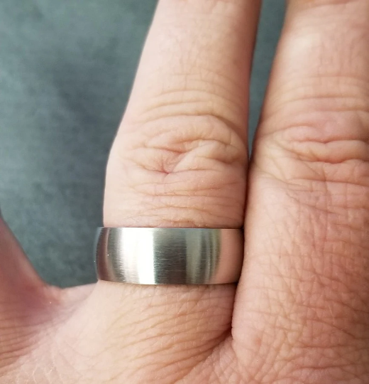Men's Custom Engraved Silver Wedding Ring - Personalized Handwriting Ring