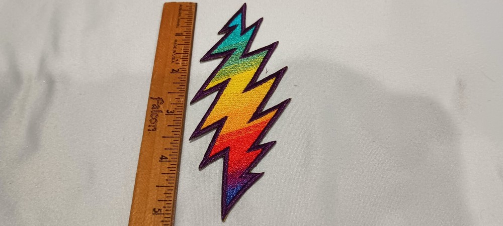 Grateful Dead Rainbow Lightning Bolt 5 Inch Iron On Patch