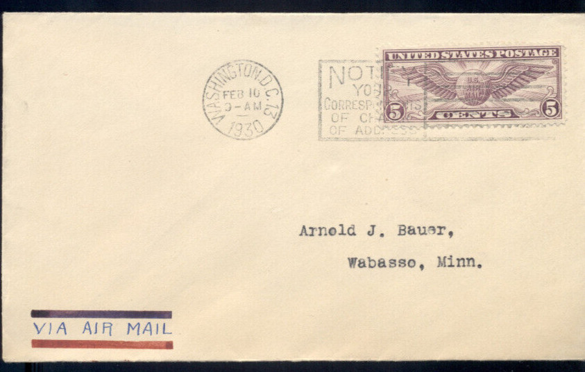 1930 FDC - Scott# C12  - DC Cancel - No Cachet  Flap/OK