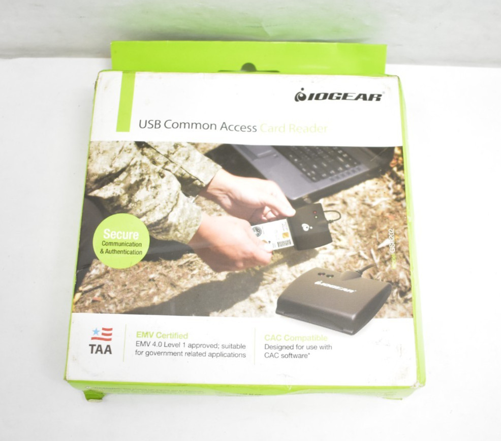 IOgear USB Common Access Card Reader CAC Reader 5' Cable USB-A Interface