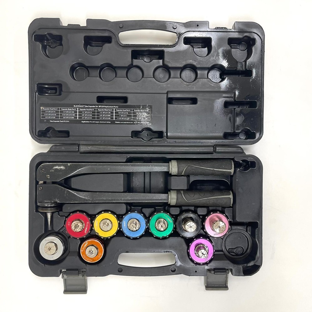 BlackMax BTLE9 Premium Imperial Tube Expander Set 9 Colour Coded Heads