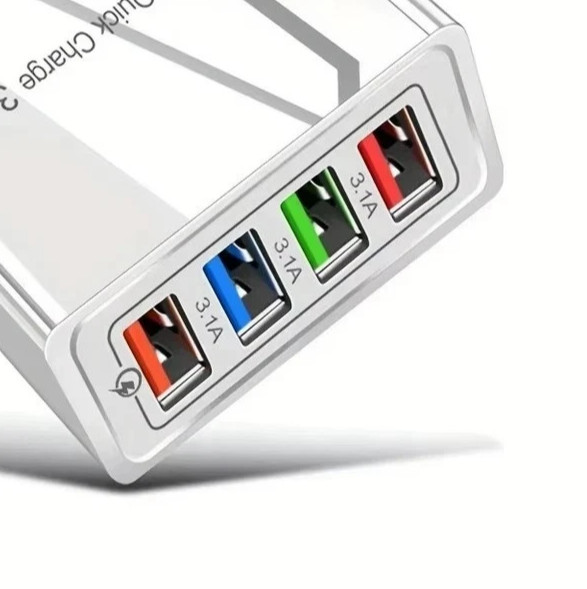 Hyper Charge Pro Charger – 4-Port Quick - For Android iPhone Fast Charging White