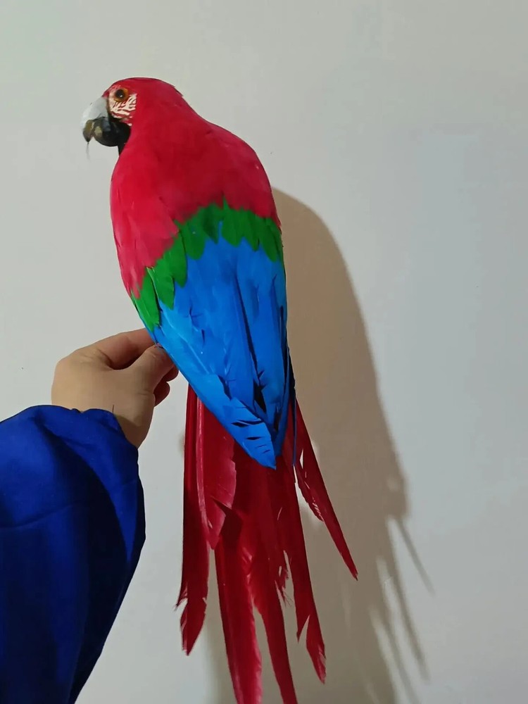 big red&blue parrot model foam&feather simulation bird gift about 45cm