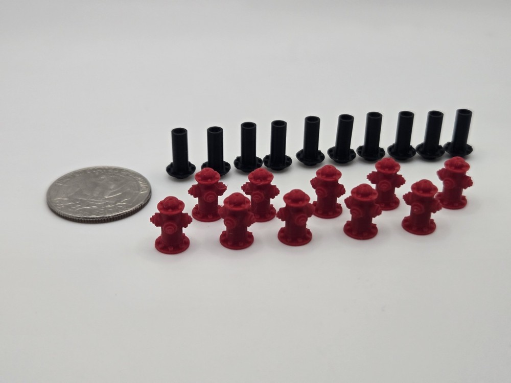 1/87 Scale Fire Hydrant diorama accessory *10 Pack* in Red
