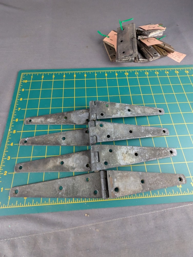 4 Antique Offset Strap Hinges Galvanized Steel 11 1/2" Long 1 1/16" Offset