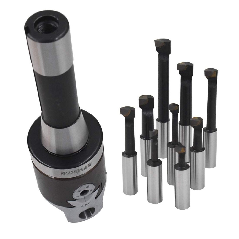 Efficient 2-Inch R8 Boring Head with 9 Carbide Bars - Ideal for Professionals