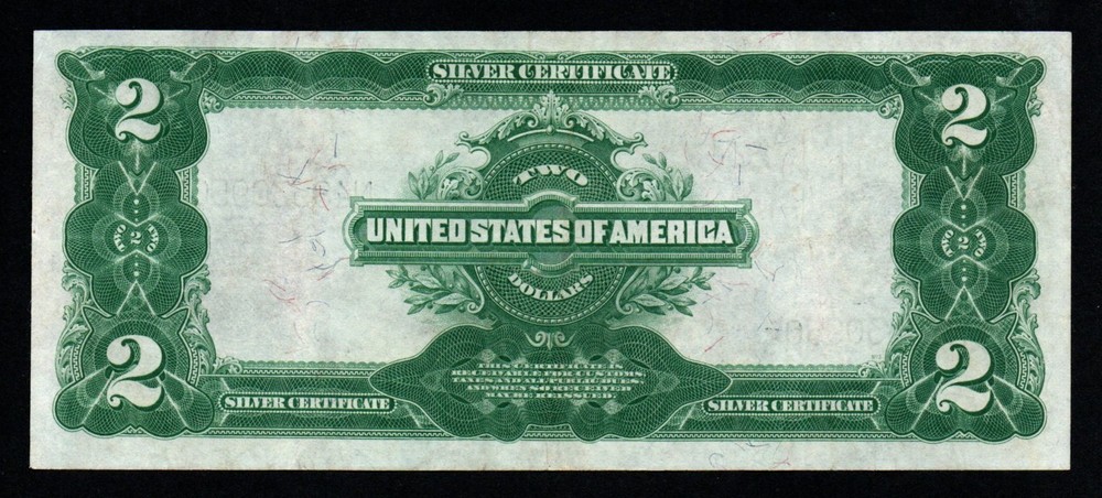 1899 $2 LARGE Size BEAUTIFUL CRISP AU Silver Certificate!