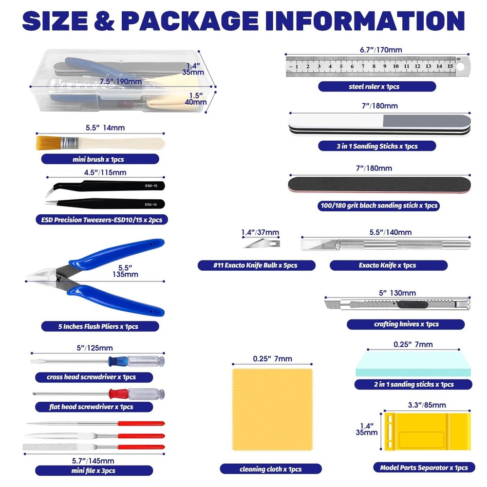 23Pcs Hobby Model Building Tools Kit for Gundam, Modeler Basic Tools Craft Se...
