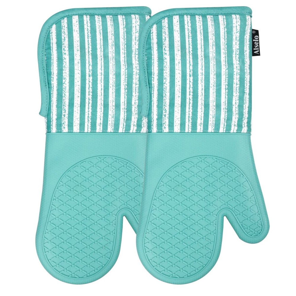 Silicone Oven Mitts Heat Resistant 932F Extra Long Non Slip 2 Pack