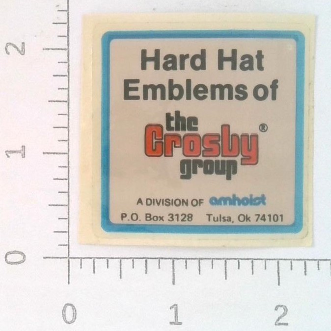 Vintage Hard Hat Emblems Crosby Group Tulsa Oklahoma Coal Mining Sticker Decal