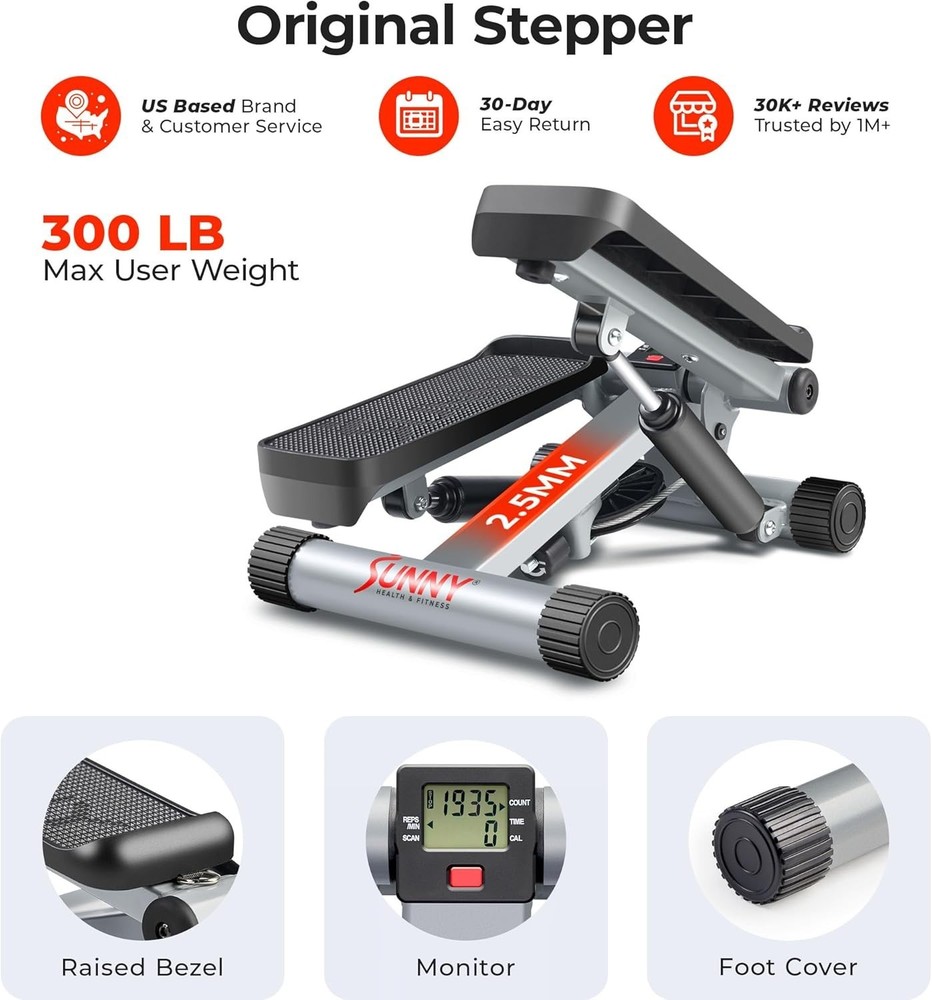 Versatile Mini Stepper for Home Workouts - 300lb Capacity, Easy Storage Solution
