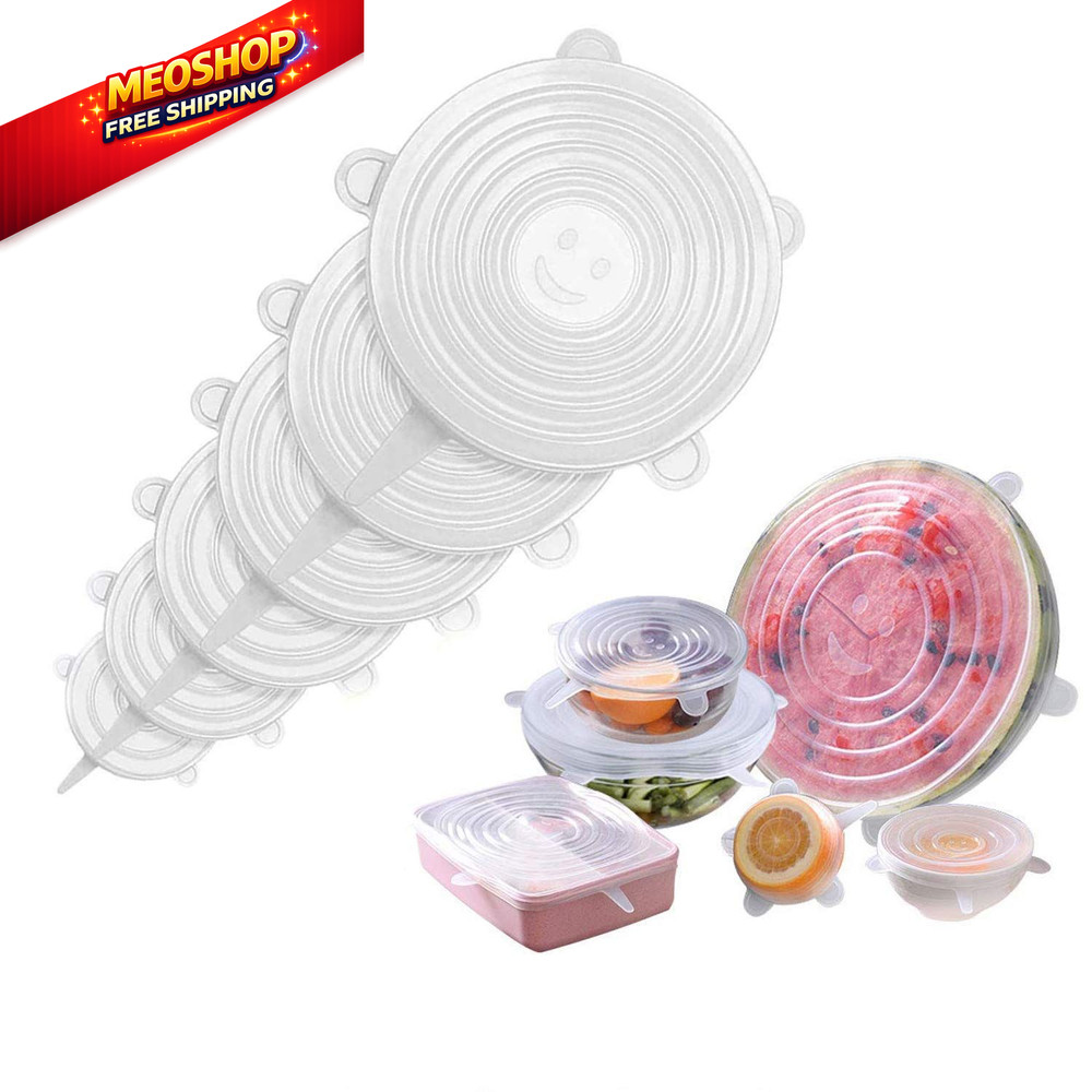 JIGUOOR Silicone Stretch Lids, 6 Pack Reusable ['White']