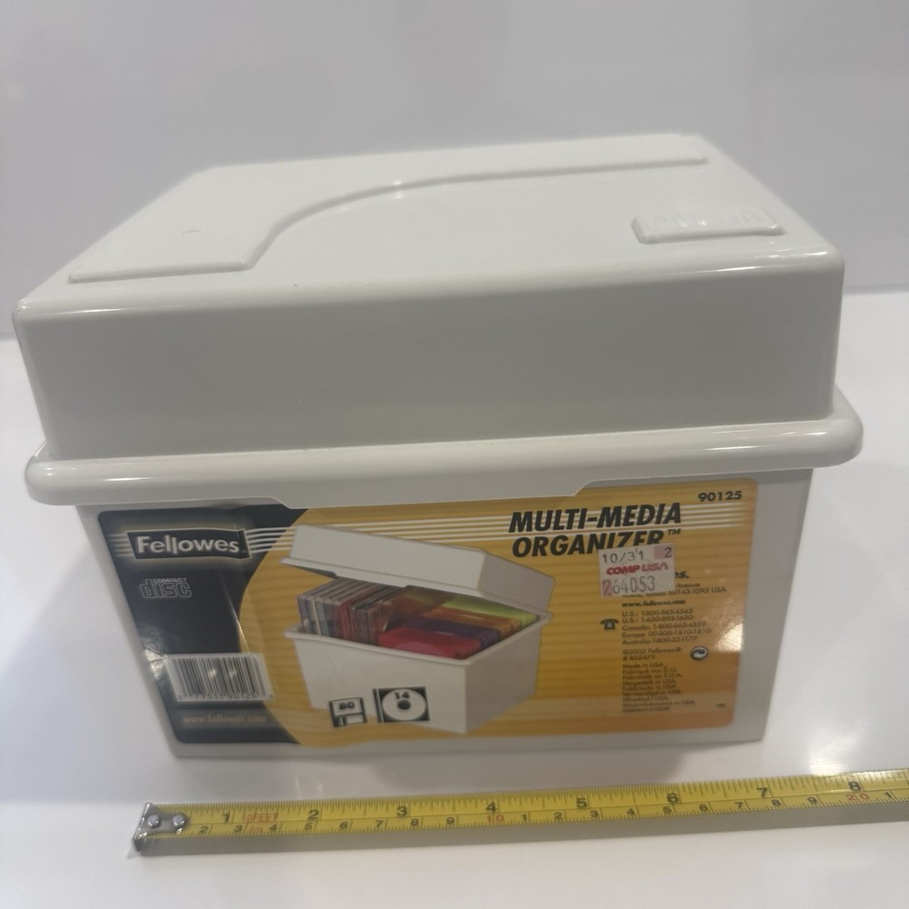Fellowes Multi Media Organizer Storage Box CD Diskette Case w Lid