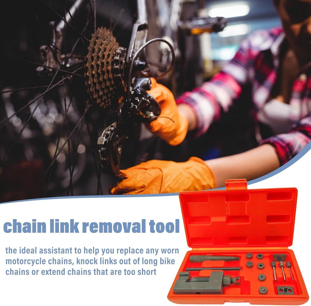 motorcycle chain breaker tool kit, 18-Piece rivet Set, Chain Link...