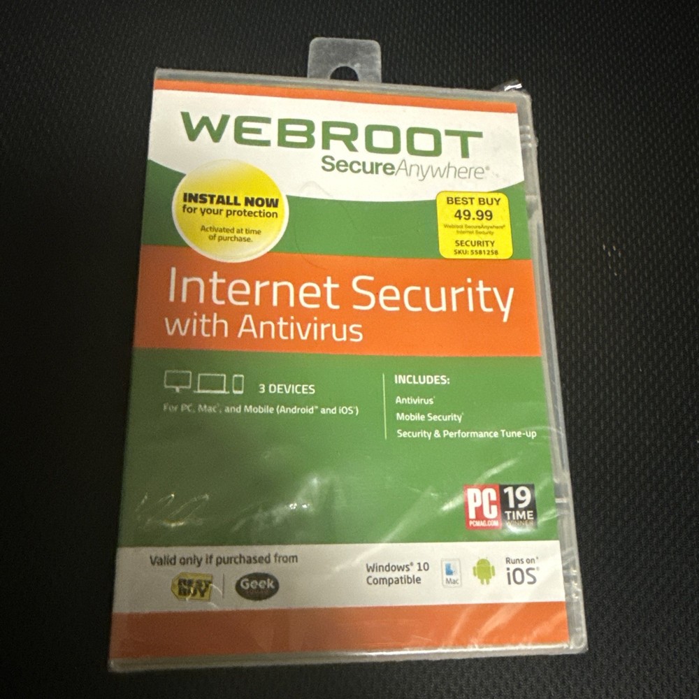 Webroot SecureAnywhere Internet Security & Antivirus Windows & Mac 3 Devices NEW