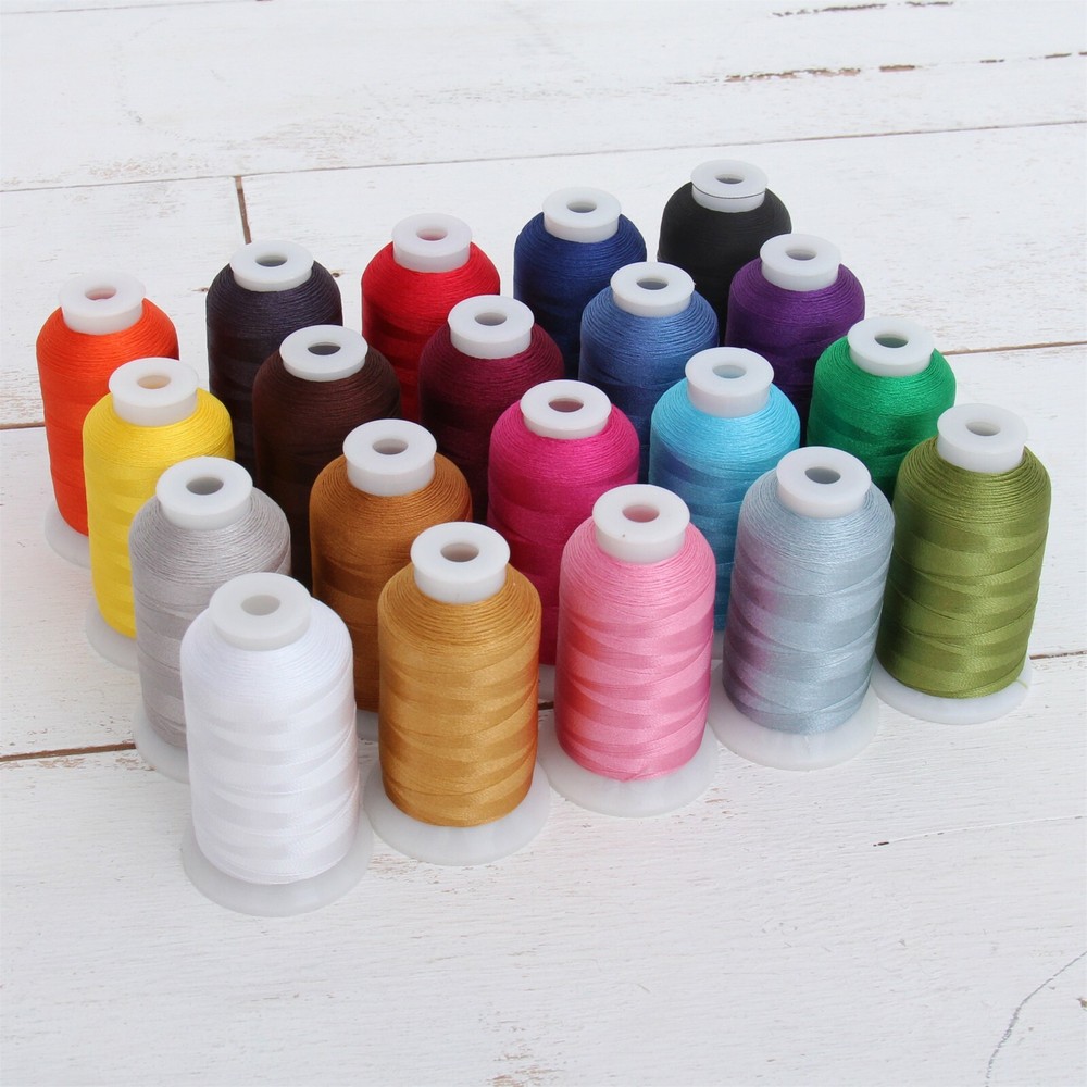 20 CONE POLYESTER EMBROIDERY MACHINE THREAD SETS - 1000M CONES 40WT 11 DIFF SETS