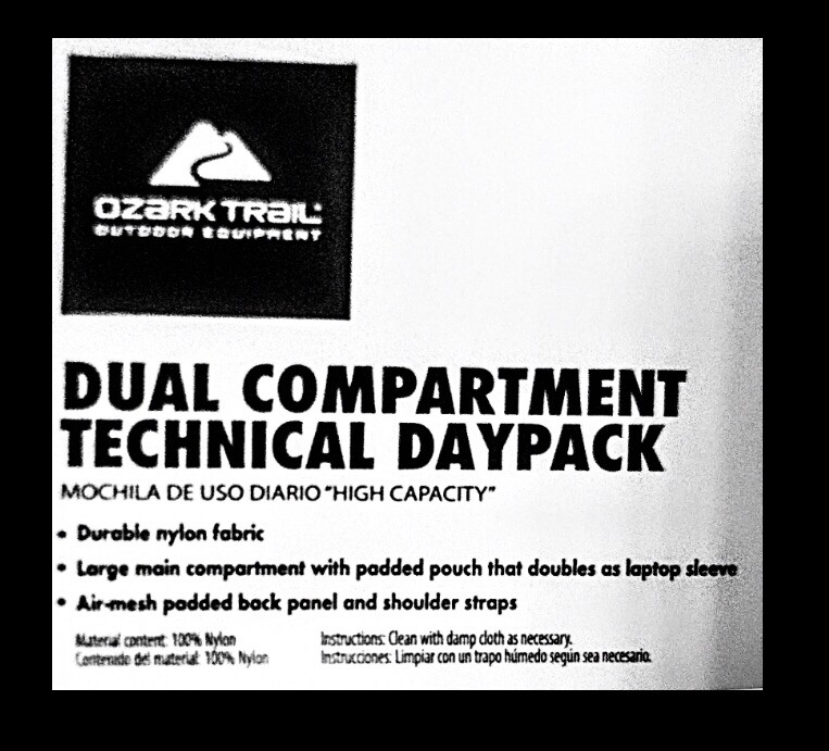Ozark trail backpack dual compartment technical daypack 30 liters, high capacity