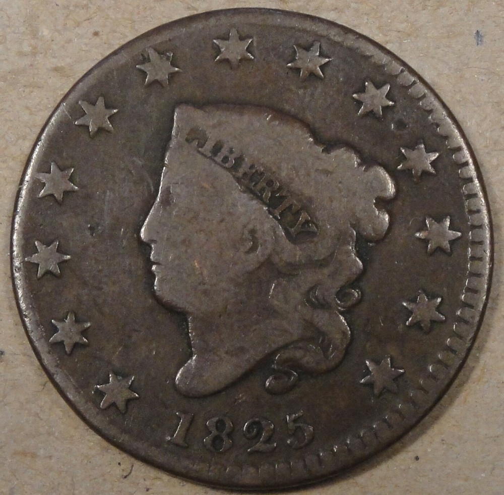 1825 Coronet Large Cent VG
