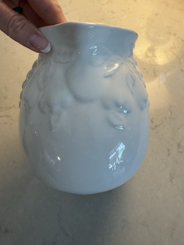 Harry & David Pitcher All White with Fruit Design