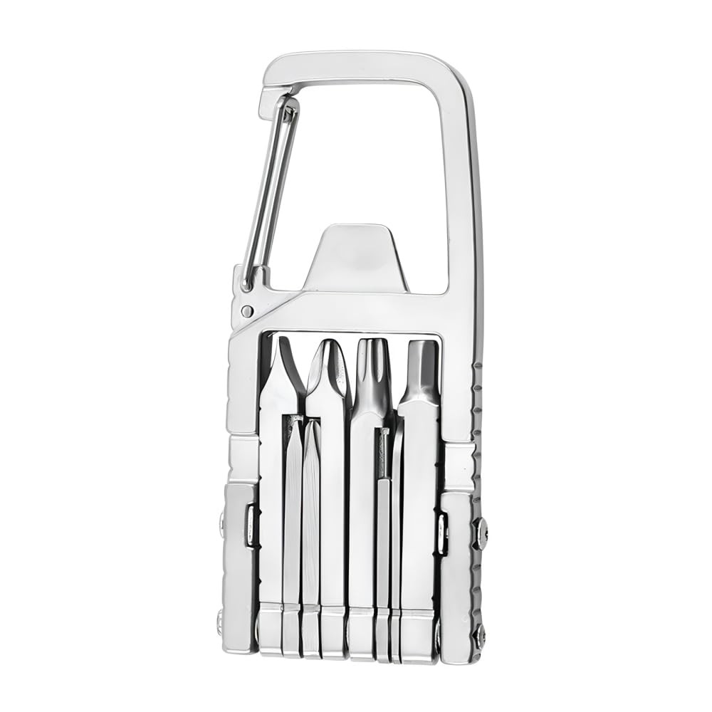 12 in 1 Folding Multitool, Keychain Multitool Hardware Screwdriver Bit with B...