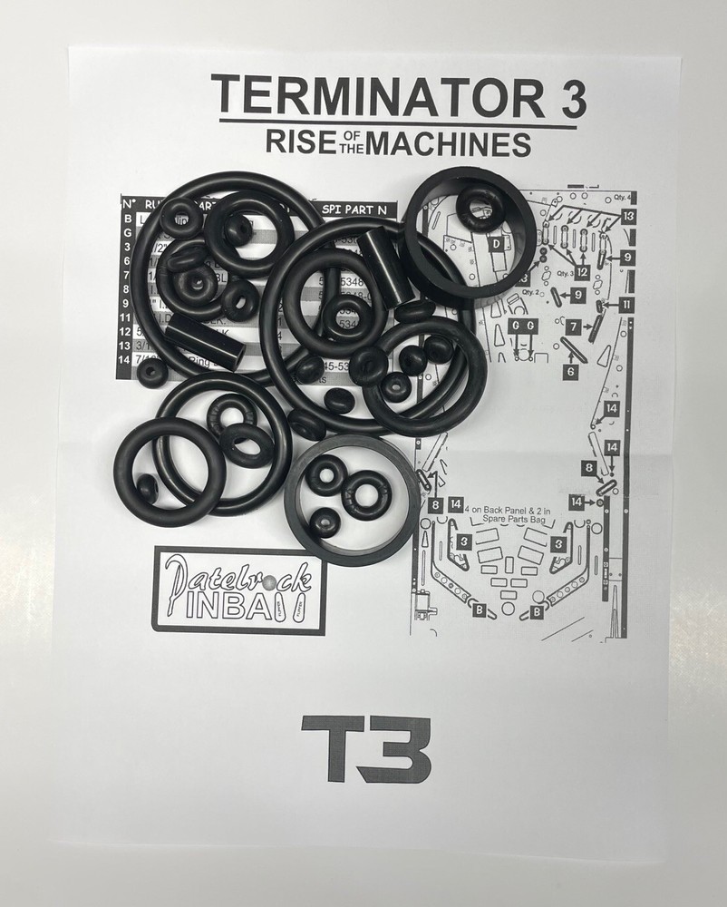 2003 Stern Terminator 3 Pinball Machine Rubber Ring Kit **Customize Your Kit**