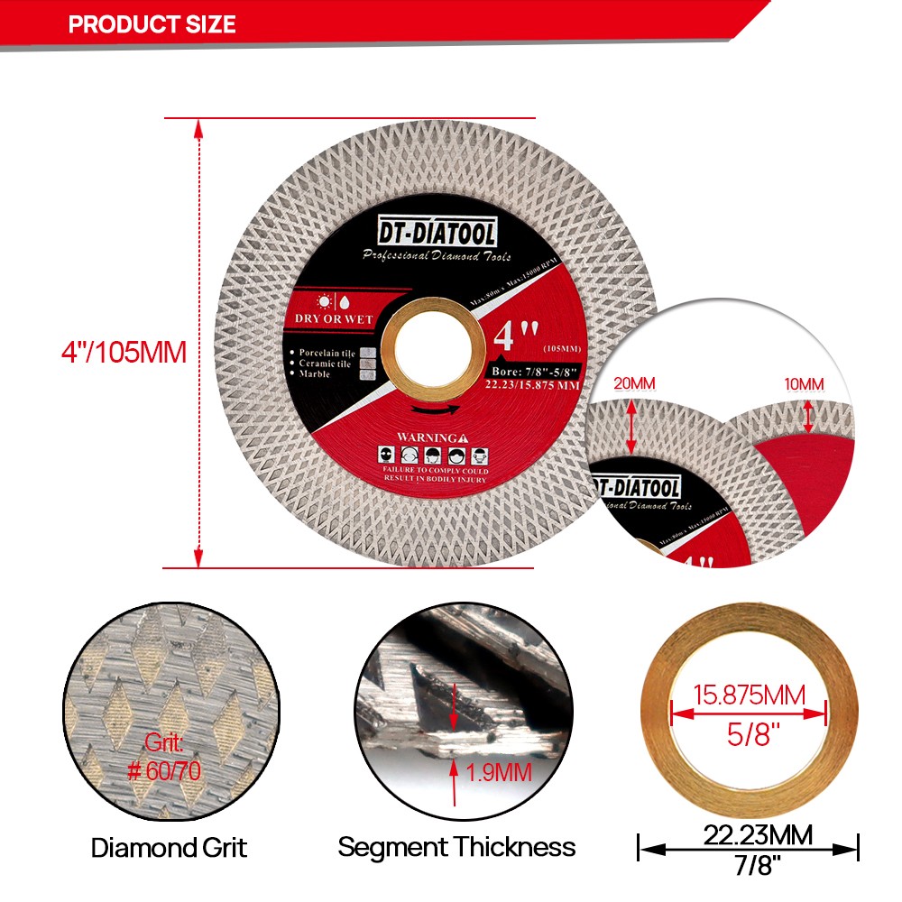 4''-5" Diamond Cutting Disc Grinding Wheel Multi-purpose for Marble Tile Stone