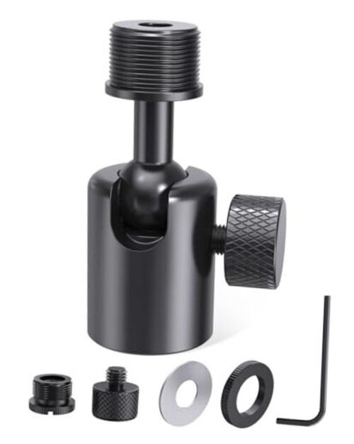 Ball and Socket Head Microphone Adapter with Angle Adjustment [All Metal],