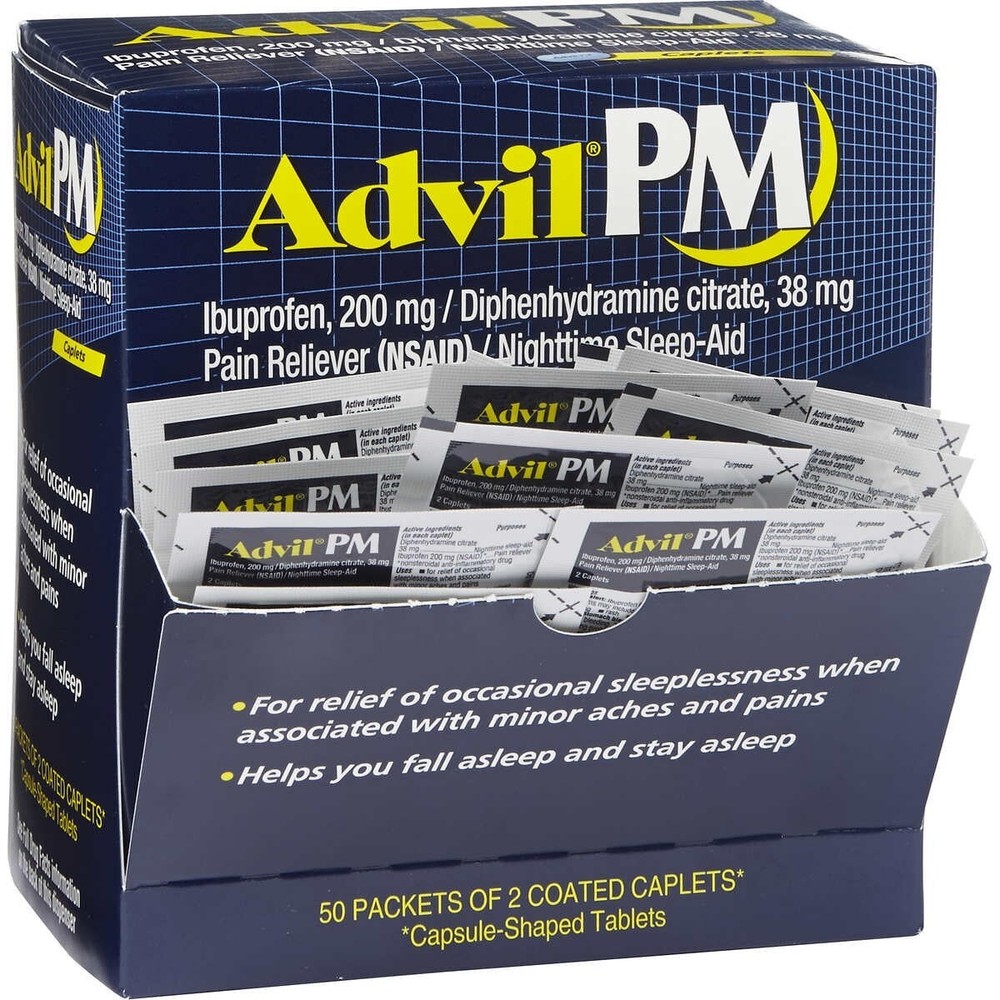 Advil PM Night  2 pack Single Dose Dispenser Box  50 Count Caplets